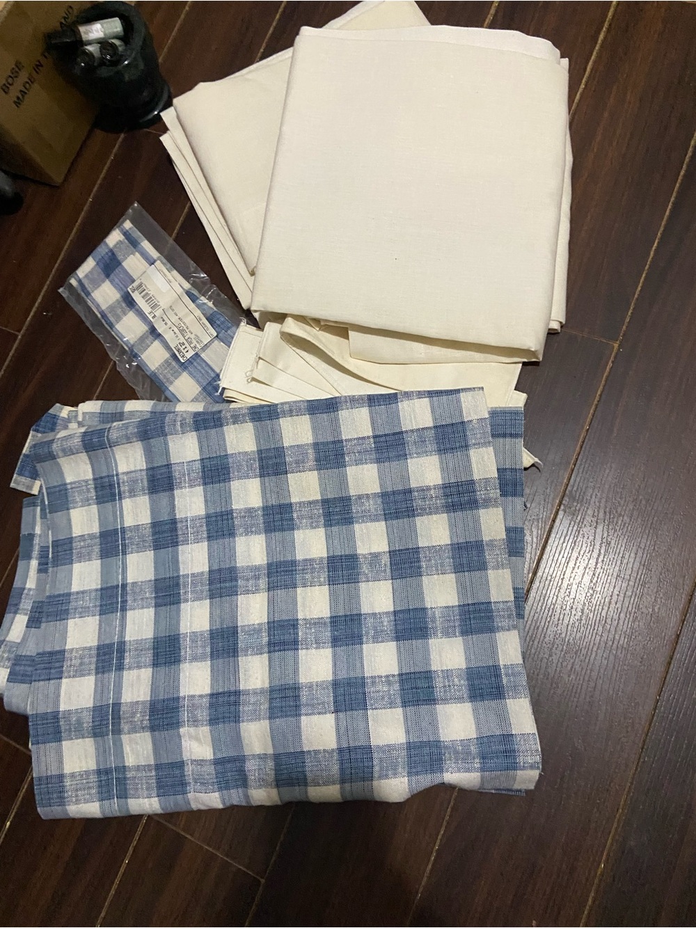 Country-style blue plaid blackout curtain valance Set